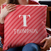 クリスマスお洒落レッドストライプクリスマスモノグラムホリデイ クッション