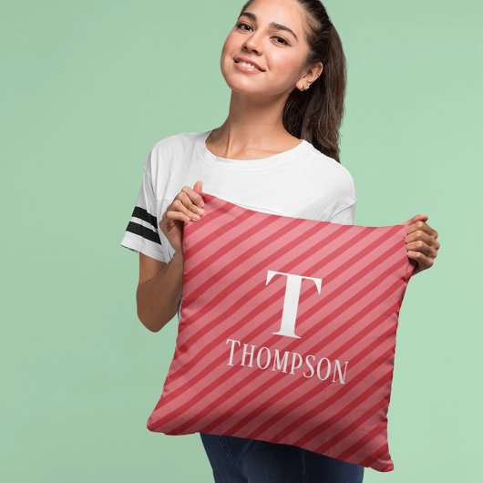 クリスマスお洒落レッドストライプクリスマスモノグラムホリデイ クッション