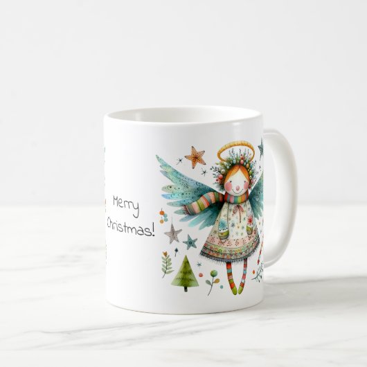 クリスマスお洒落天使メリークリスマス コーヒーマグカップ (正面右)