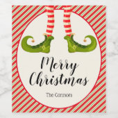 クリスマスお洒落小妖精や小人ホリデイ ワインラベル (シングルラベル)