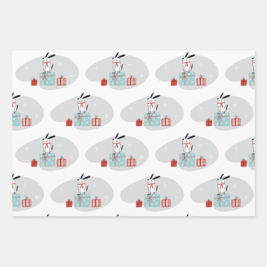 クリスマスお洒落漫画の犬 ラッピングペーパーシート (正面3)