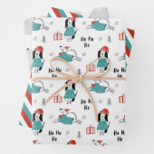 クリスマスお洒落漫画の犬 ラッピングペーパーシート (インサイチュ)