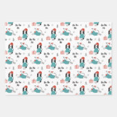 クリスマスお洒落漫画の犬 ラッピングペーパーシート (正面)