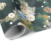 クリスマスお洒落紙白い花模様 ラッピングペーパー (ロールコーナー)