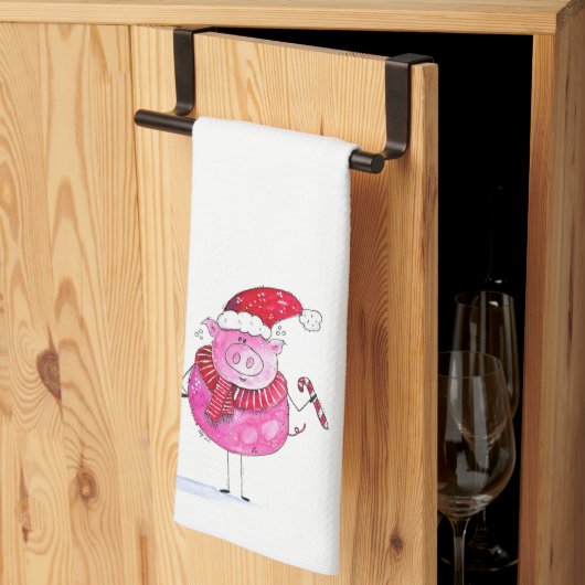 クリスマスお洒落豚 キッチンタオル (三つ折り)