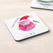 クリスマスお洒落豚 コースター (左側)