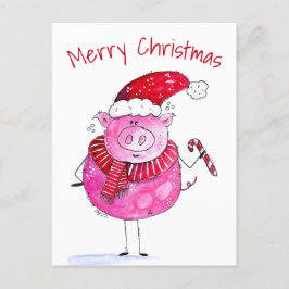 クリスマスお洒落豚 ポストカード