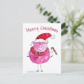 クリスマスお洒落豚 ポストカード (スタンド正面)