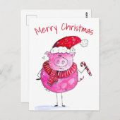 クリスマスお洒落豚 ポストカード (正面/裏面)