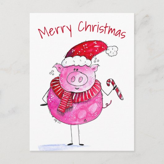 クリスマスお洒落豚 ポストカード (正面)