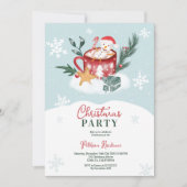 クリスマスお洒落雪だるまチョコレートイラストレーション 招待状 (正面)