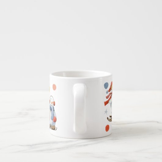 クリスマスお洒落雪だるま冬かわいいおもしろい エスプレッソカップ (裏面)