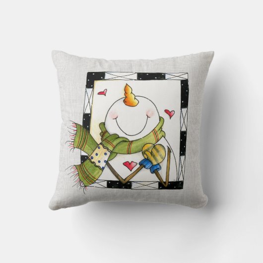 クリスマスお洒落雪だるま クッション (裏面)