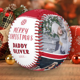 クリスマスお父さん3枚フォトコラージュ 野球ボール