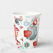 クリスマスお祝いかわいいパターン赤と青 紙コップ (裏面)