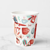 クリスマスお祝いかわいいパターン赤と青 紙コップ (正面)