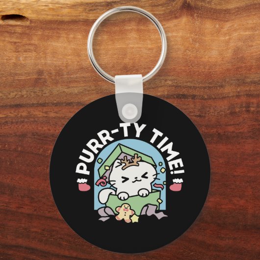 クリスマスお祝いとパーティタイムキャット キーホルダー (裏面)