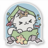 クリスマスお祝いとパーティタイムキャット シール (正面)