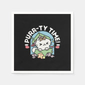 クリスマスお祝いとパーティタイムキャット スタンダードカクテルナプキン (正面)