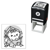 クリスマスお祝いとパーティタイムキャット セルフインキングスタンプ (インサイチュ)