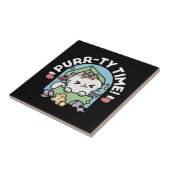 クリスマスお祝いとパーティタイムキャット タイル (側面)