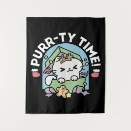 クリスマスお祝いとパーティタイムキャット タペストリー