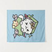 クリスマスお祝いとパーティタイムキャット タペストリー (正面(横))