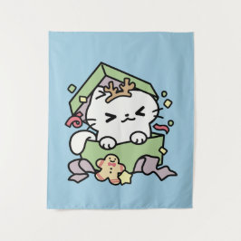 クリスマスお祝いとパーティタイムキャット タペストリー