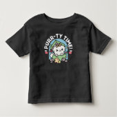 クリスマスお祝いとパーティタイムキャット トドラーTシャツ (正面)