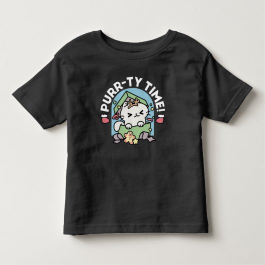 クリスマスお祝いとパーティタイムキャット トドラーTシャツ (正面)