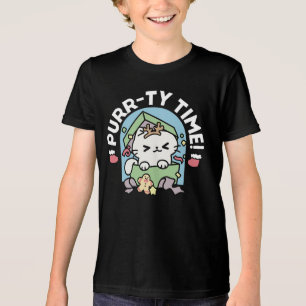 クリスマスお祝いとパーティタイムキャット トライブレンドTシャツ