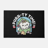 クリスマスお祝いとパーティタイムキャット ドアマット (正面)