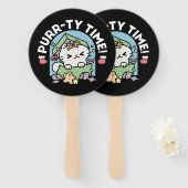 クリスマスお祝いとパーティタイムキャット ハンドファン (正面&裏面)