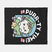 クリスマスお祝いとパーティタイムキャット フリースブランケット (正面(横))