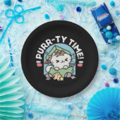 クリスマスお祝いとパーティタイムキャット ペーパープレート (パーティー)