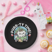 クリスマスお祝いとパーティタイムキャット ペーパープレート (パーティー)