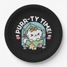 クリスマスお祝いとパーティタイムキャット ペーパープレート