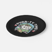 クリスマスお祝いとパーティタイムキャット ペーパープレート (アングル)