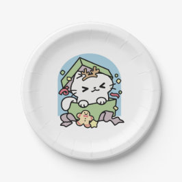 クリスマスお祝いとパーティタイムキャット ペーパープレート