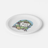 クリスマスお祝いとパーティタイムキャット ペーパープレート (アングル)