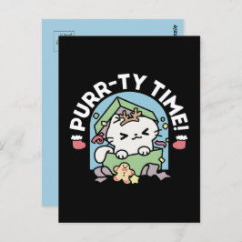 クリスマスお祝いとパーティタイムキャット ポストカード