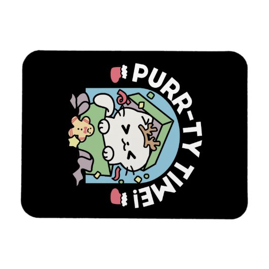 クリスマスお祝いとパーティタイムキャット マグネット (横)