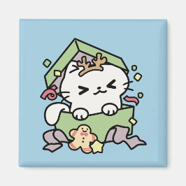 クリスマスお祝いとパーティタイムキャット マグネット