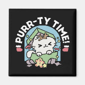 クリスマスお祝いとパーティタイムキャット マグネット (正面)