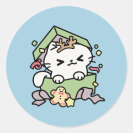 クリスマスお祝いとパーティタイムキャット ラウンドシール