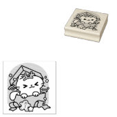 クリスマスお祝いとパーティタイムキャット ラバースタンプ (押印)