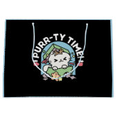 クリスマスお祝いとパーティタイムキャット ラージペーパーバッグ (正面)