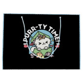 クリスマスお祝いとパーティタイムキャット ラージペーパーバッグ (裏面)