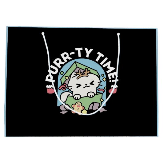 クリスマスお祝いとパーティタイムキャット ラージペーパーバッグ (裏面)