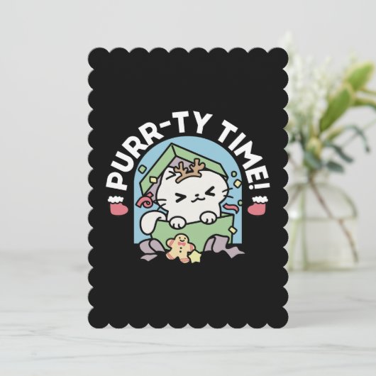 クリスマスお祝いとパーティタイムキャット 招待状 (スタンド正面)